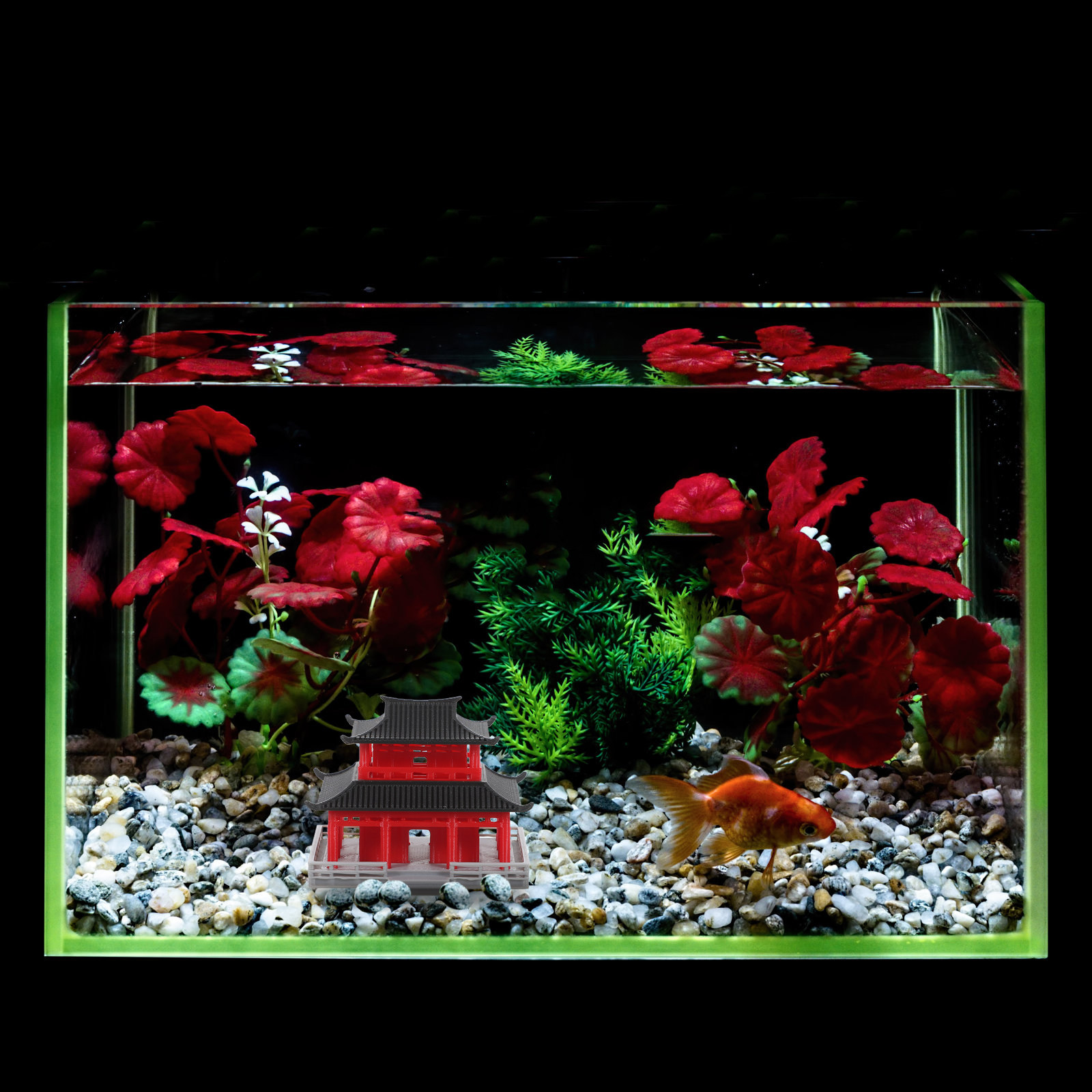 برج بافيليون صغير، زينة حوض ال - مراجعة Aquarium وسعره