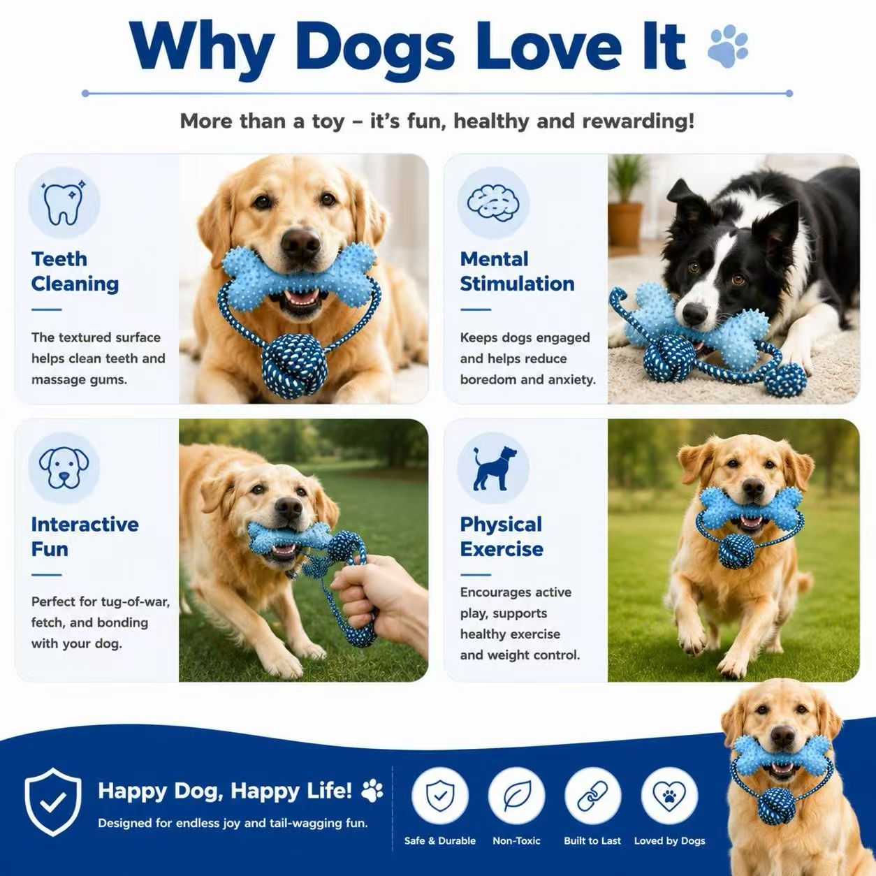 ألعاب مضغ للكلاب، مصممة خصيصًا - مراجعة Dog Rope Toy Aggressive Chewers وسعره